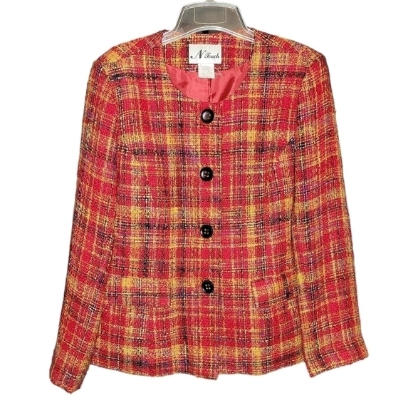 N Touch size 10 vintage plaid blazer multicolored, acrylic, pockets on front - Picture 1 of 8